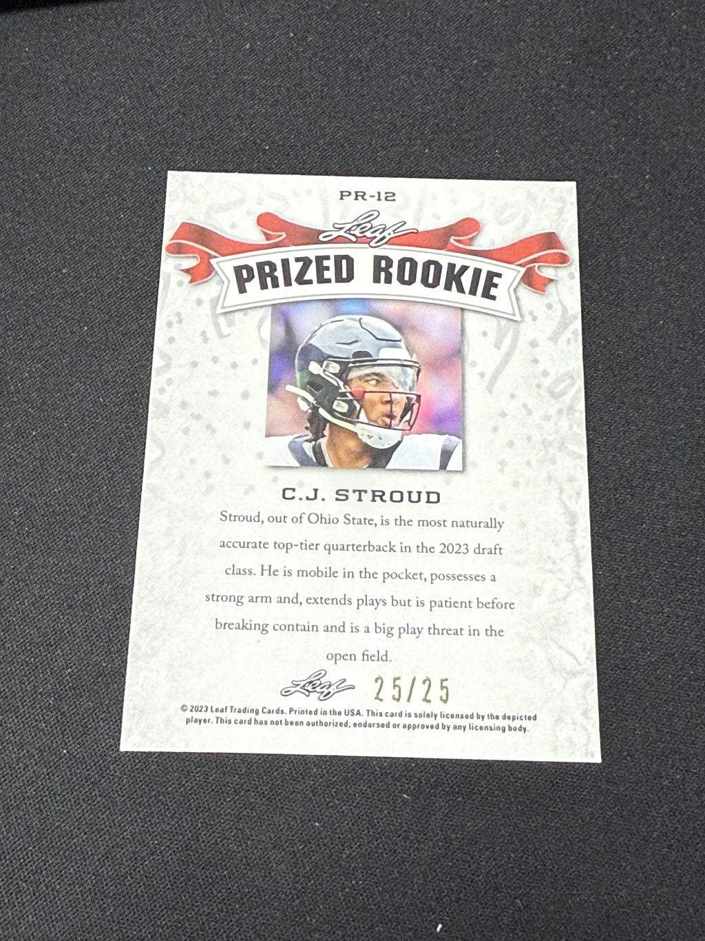 CJ Stroud 2023 Leaf Prized Metal Rookie /25 RC Texans