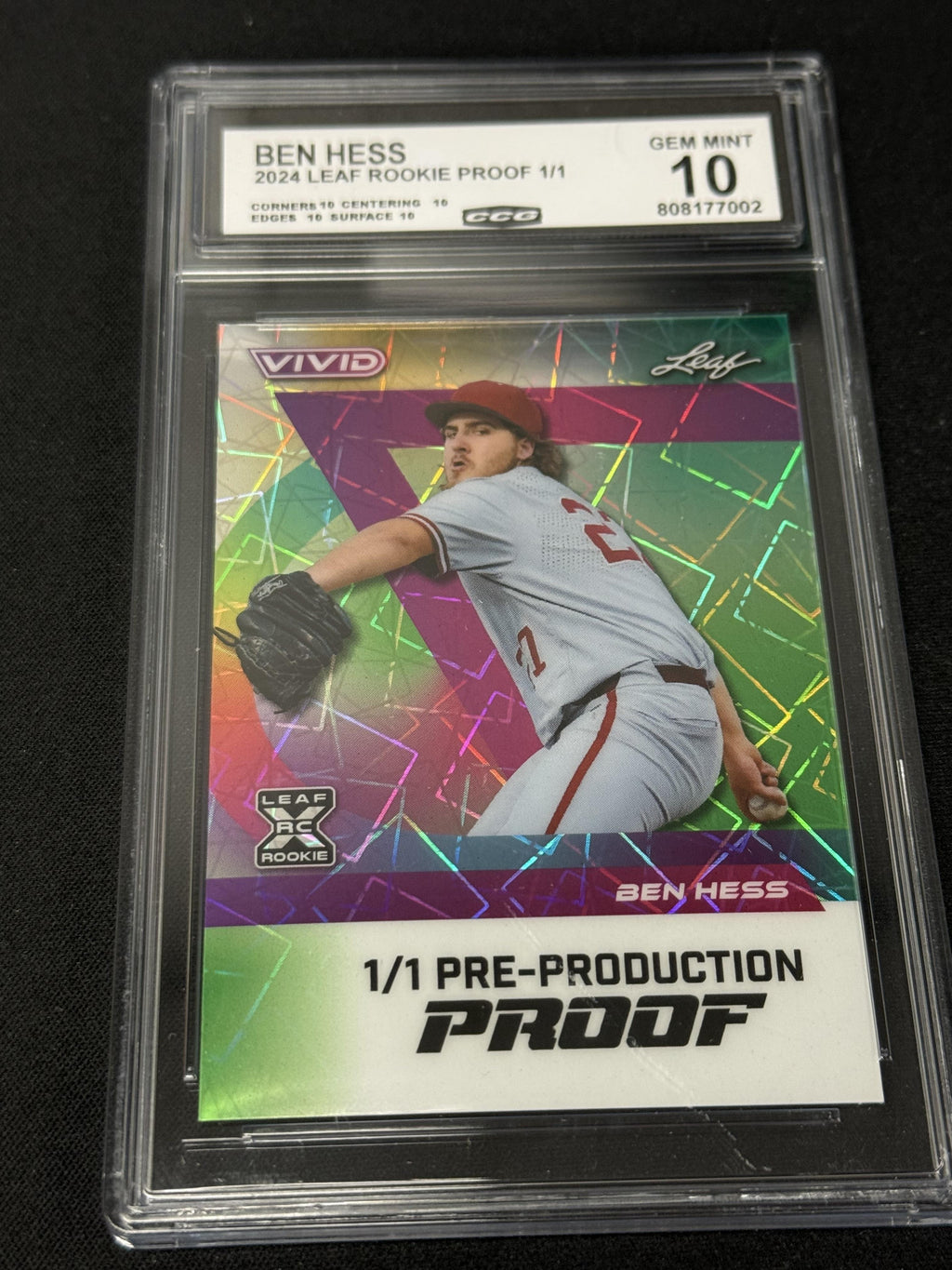 Ben Hess 2024 LEAF ROOKIE PROOFS 1/1 CCG 10 Yankees Rookie