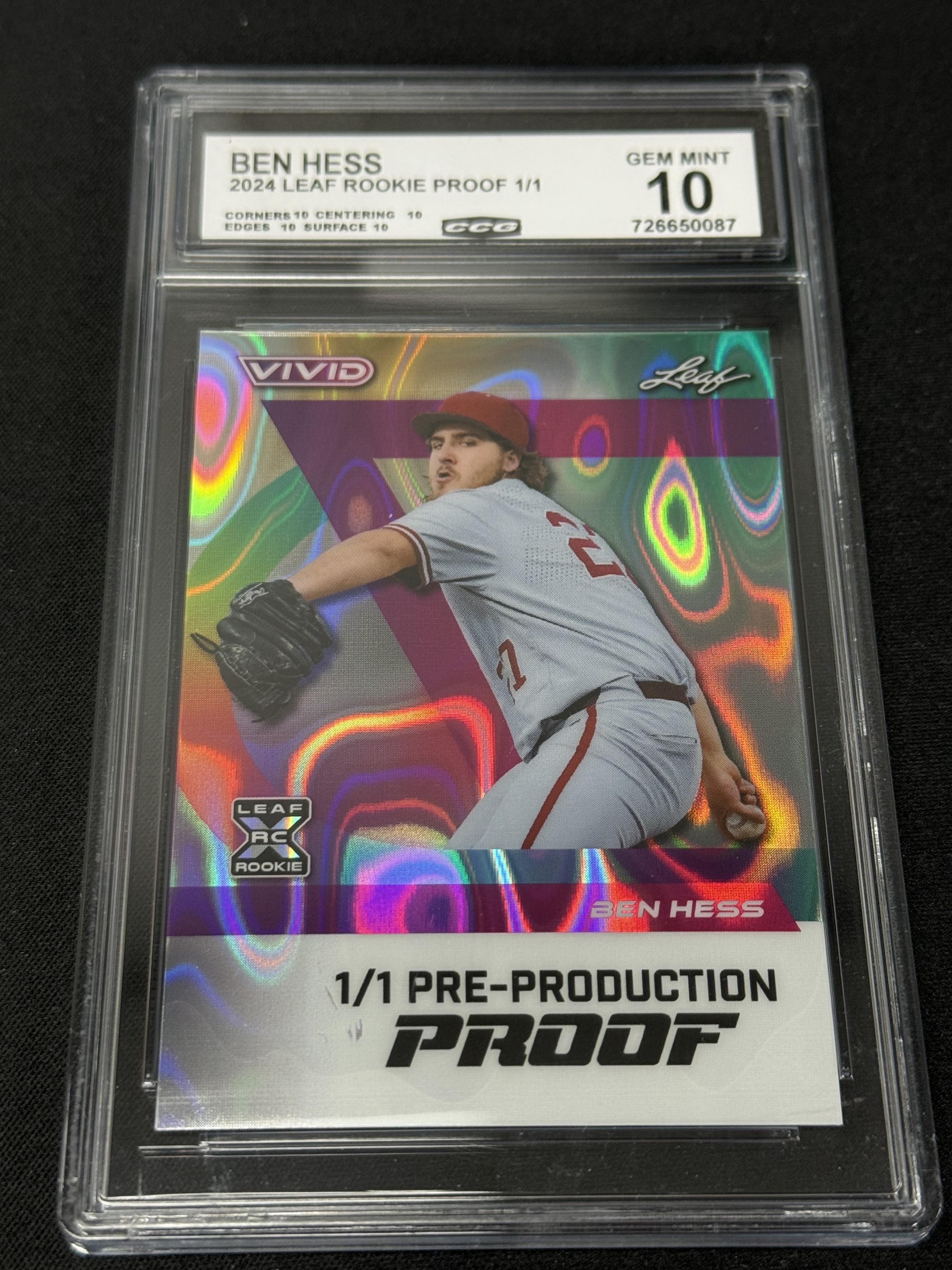 Ben Hess 2024 LEAF ROOKIE PROOFS 1/1 CCG 10 Yankees Rookie