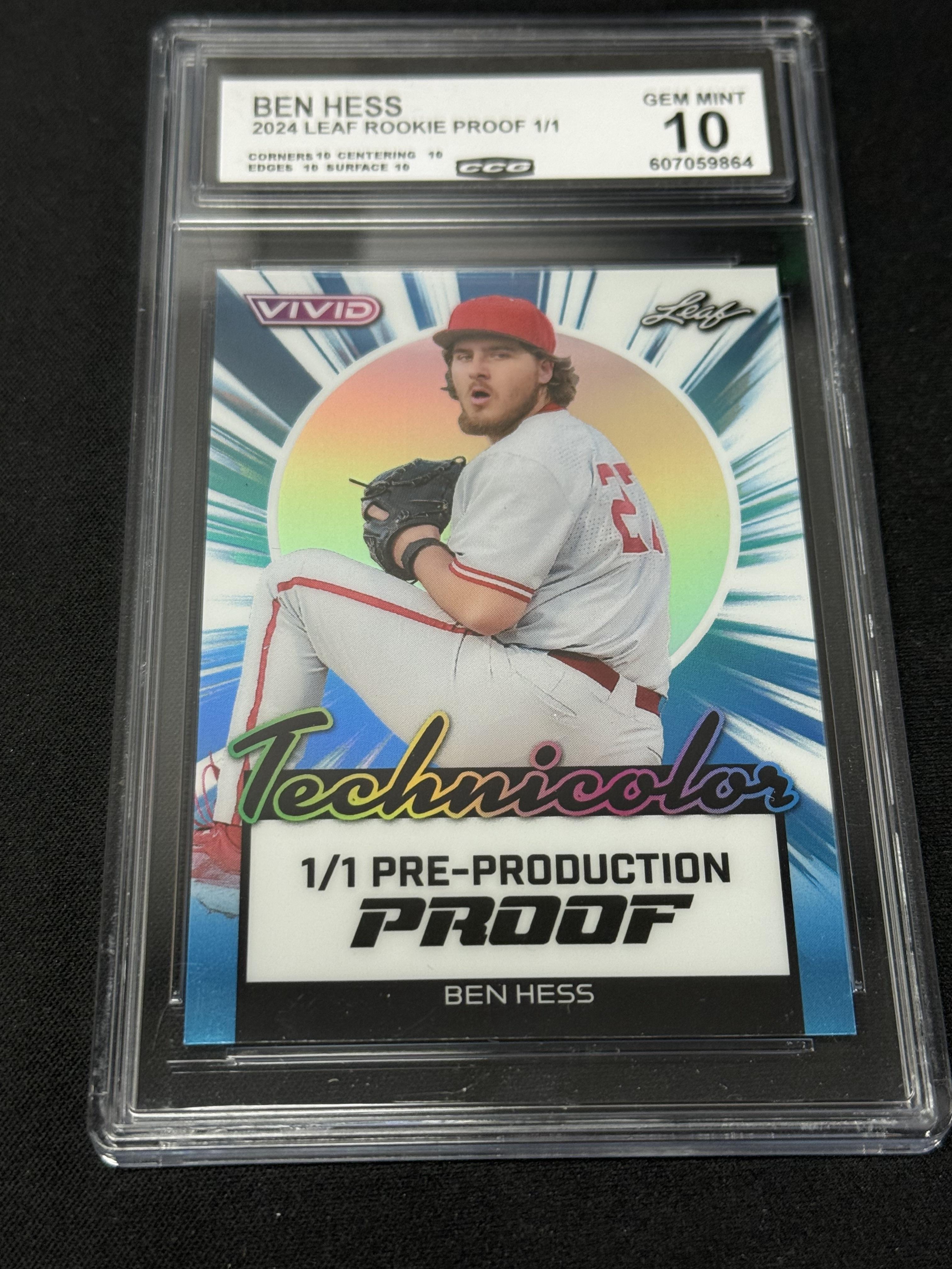 Ben Hess 2024 LEAF ROOKIE PROOFS 1/1 CCG 10 Yankees Rookie
