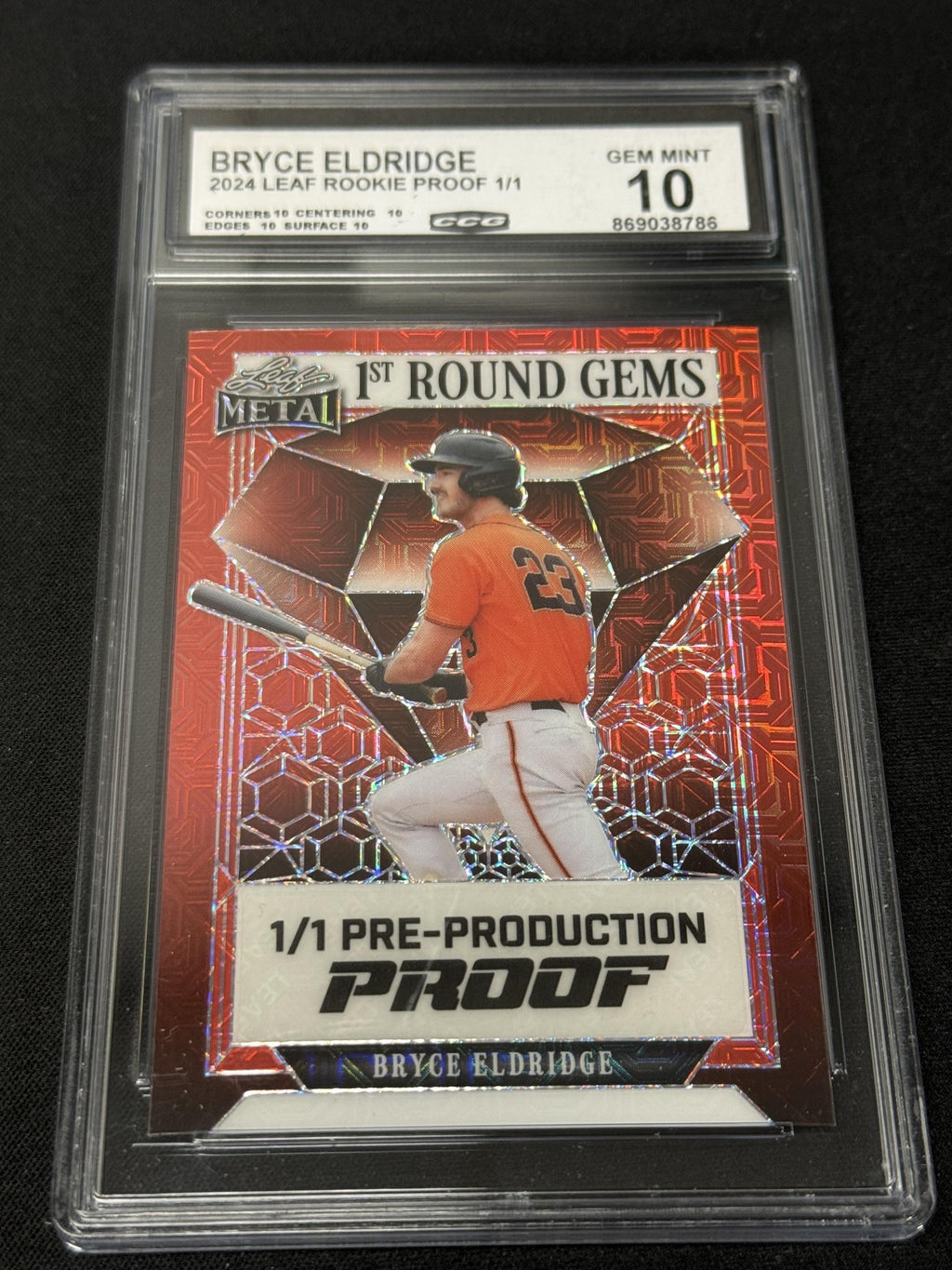 Bryce Eldridge 2024 LEAF ROOKIE PROOFS 1/1 CCG 10 Giants Rookie