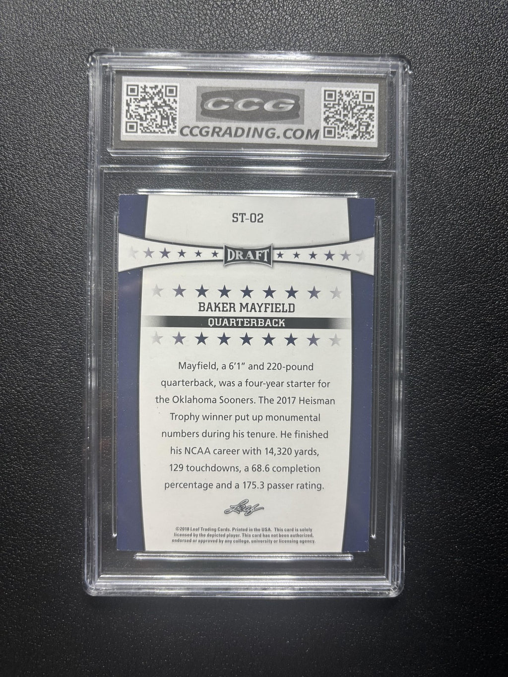 Baker Mayfield 2018 Leaf Draft Stars CCG 9 RC