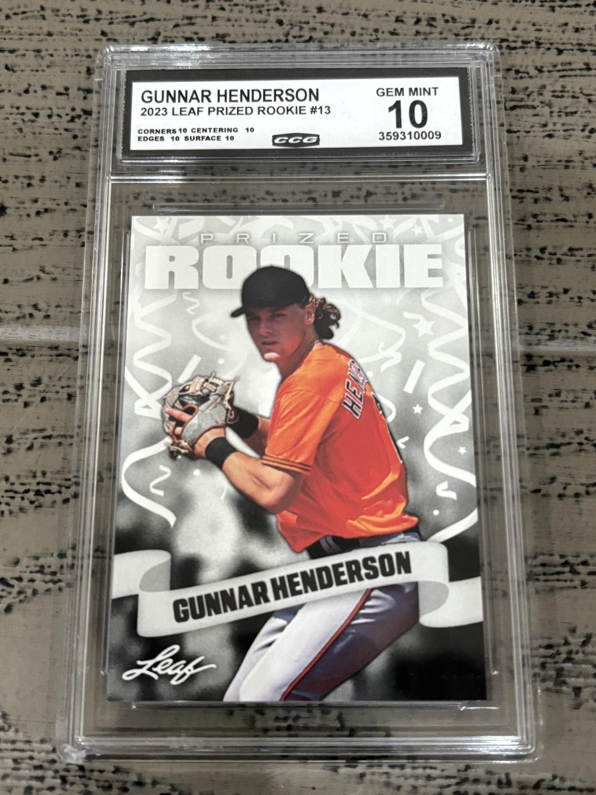Gunnar Henderson 2023 Leaf Prized Rookie CCG 10 RC