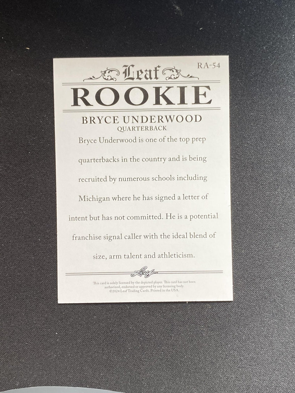 Bryce Underwood 2024 Leaf Rookie RA54 RC 10 Count Lot