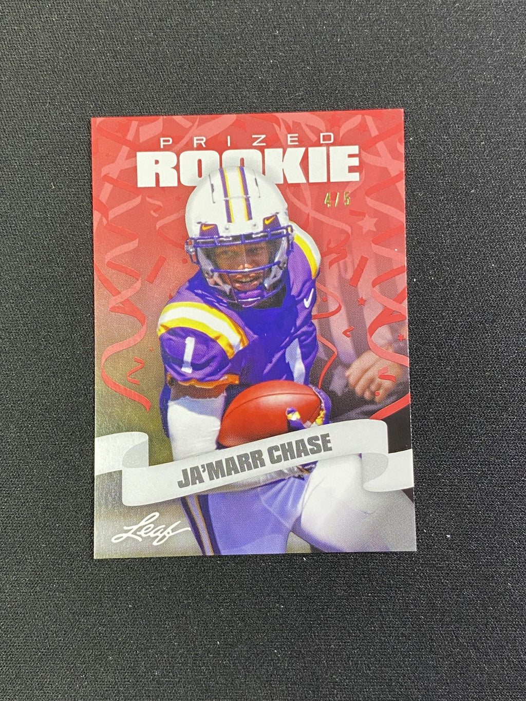 Ja'Marr Chase 2021 Leaf Prized Rookie Red /5 CCG Bengals Rookie