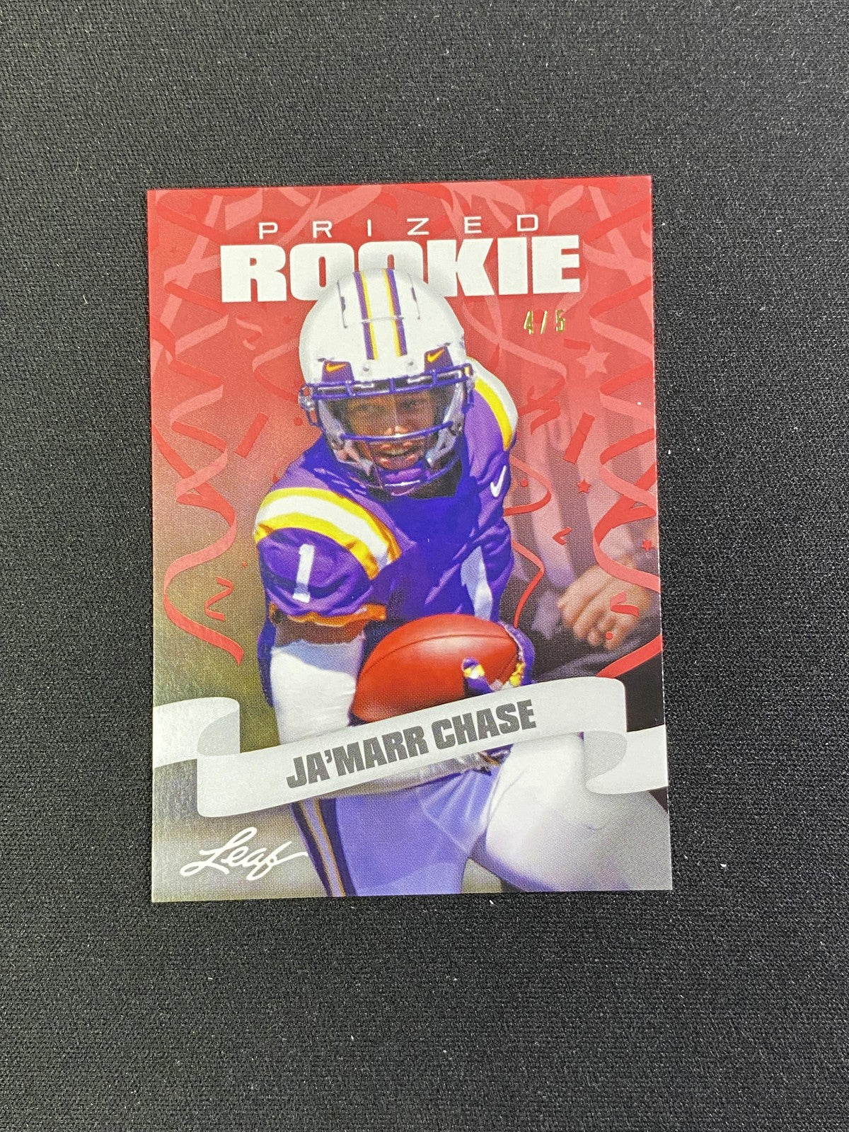 Ja'Marr Chase 2021 Leaf Prized Rookie Red /5 CCG Bengals Rookie
