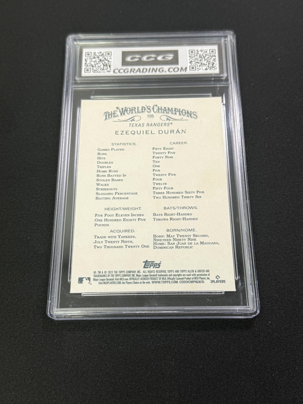 Ezequiel Duran 2023 Topps Allen & Ginter CCG 10 Rookie