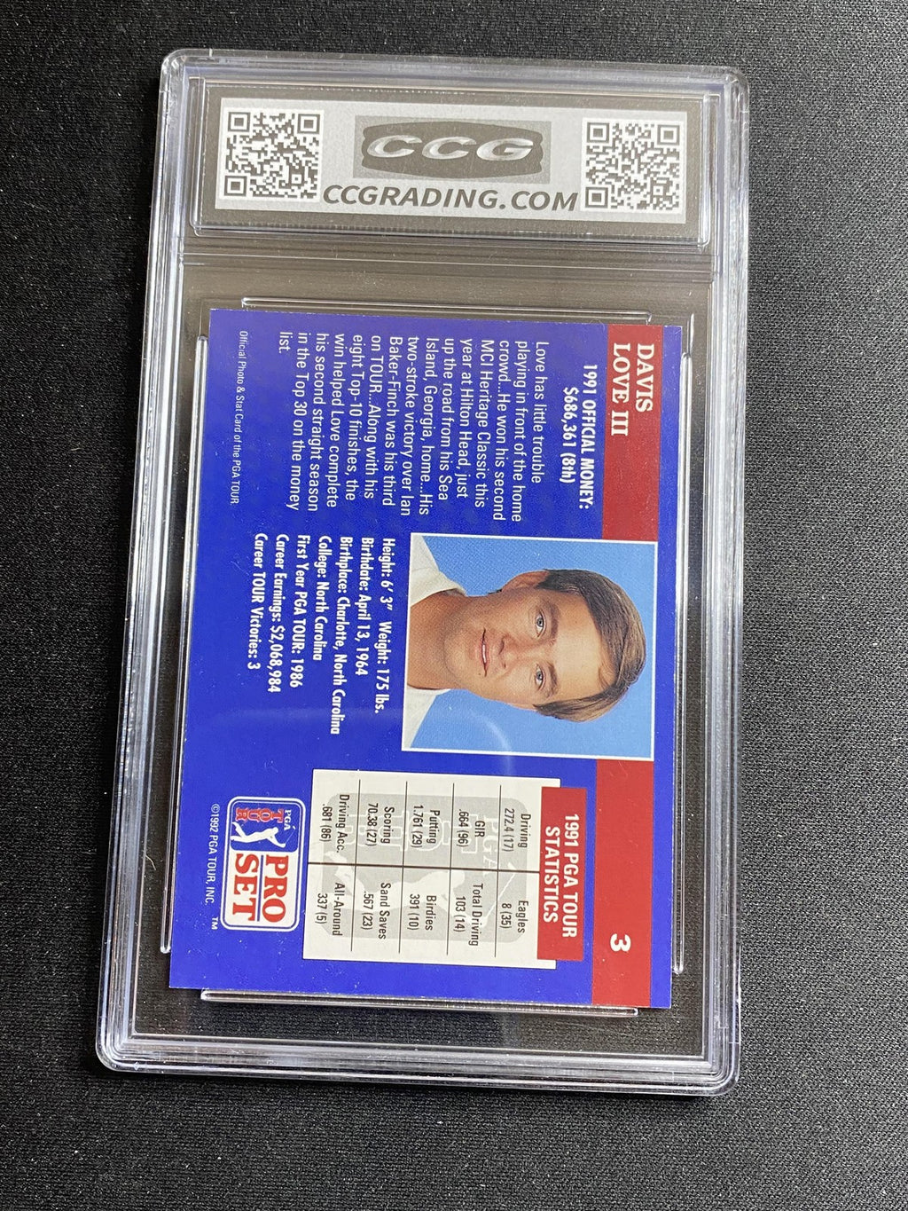 Davis Love III 1992 Leaf Pro Set 3 1991 Champions RC