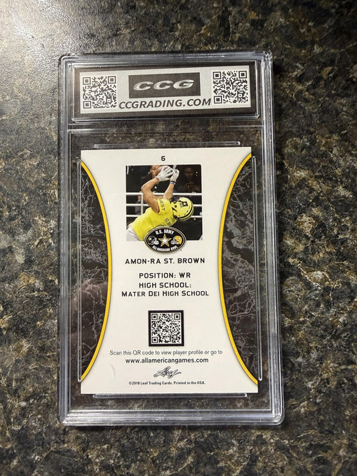 Amon-Ra St. Brown 2018 Leaf 2018 Leaf Metal Army All-American CCG 9.5 Rookie