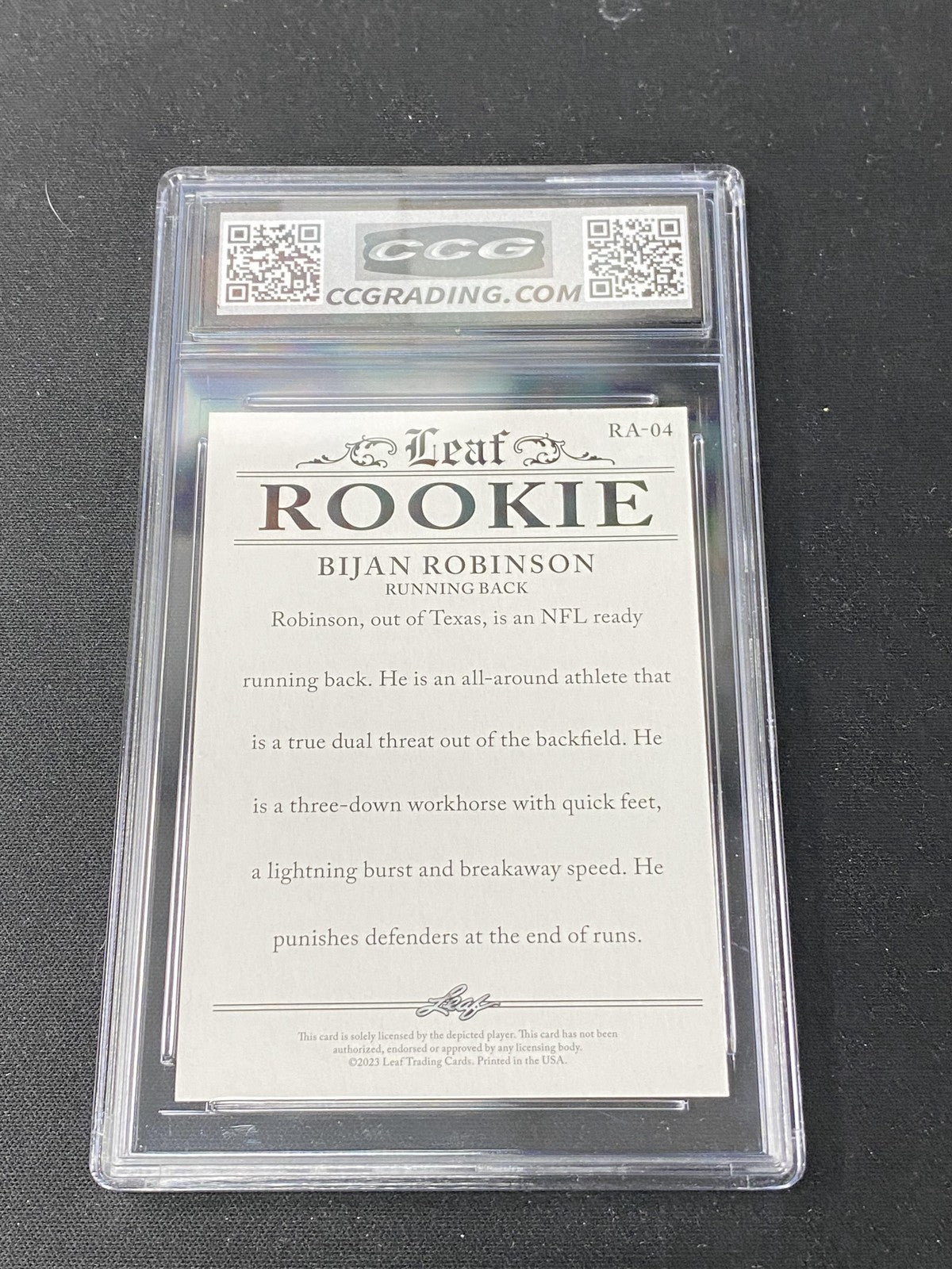 Bijan Robinson 2024 Leaf Rookie Achievement CCG 10 Atlanta Falcons Rookie