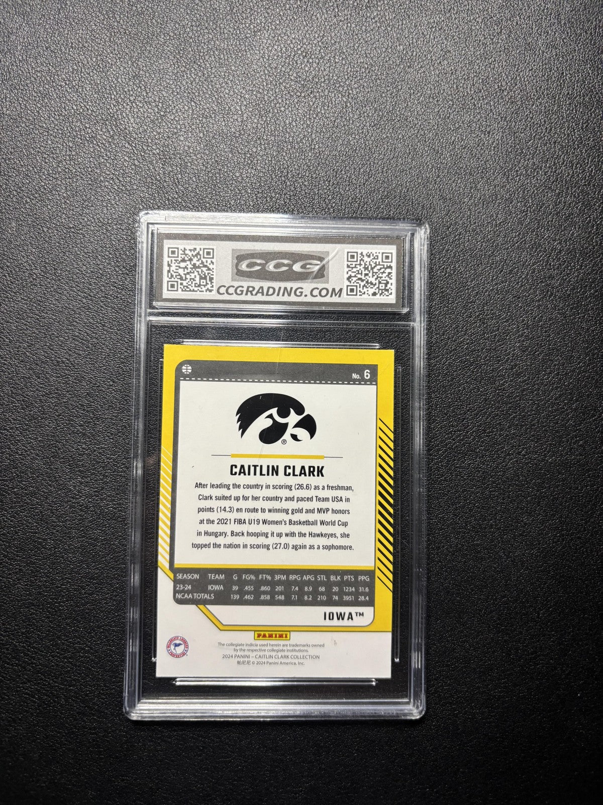 Caitlin Clark 2024 Panini Caitlin Clark Collection 2024 Rookie CCG 10