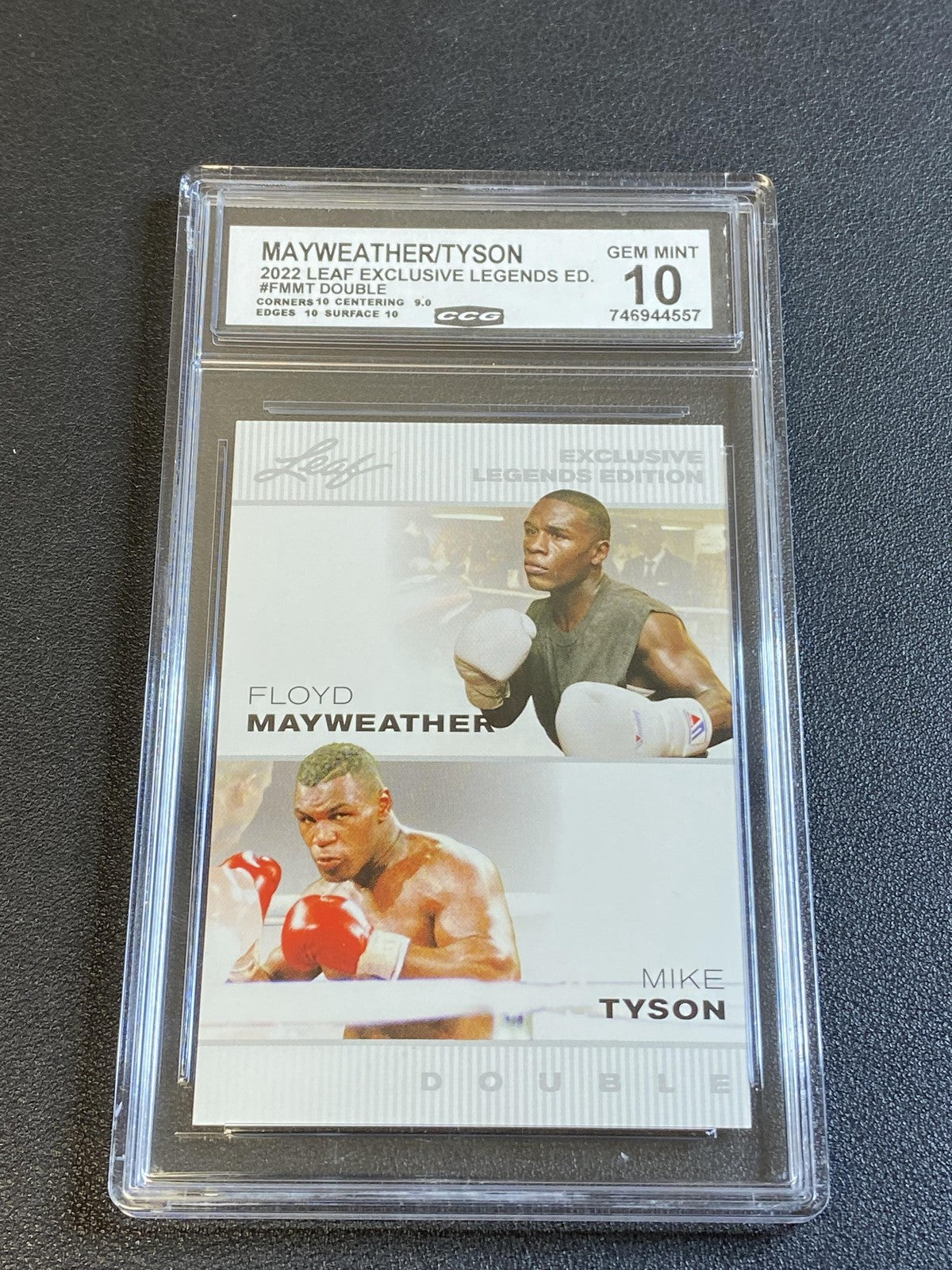 Floyd Mayweather Jr. Mike Tyson 2022 Leaf Legends Dual CCG 10