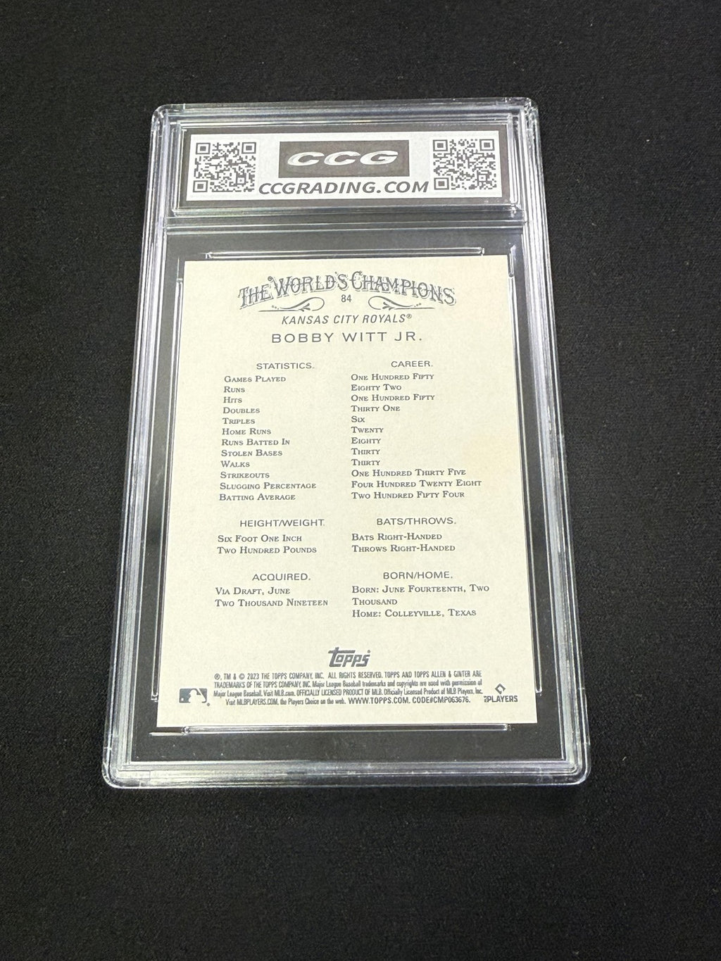 Bobby Witt Jr. 2023 Topps Allen & Ginter CCG 10 Rookie
