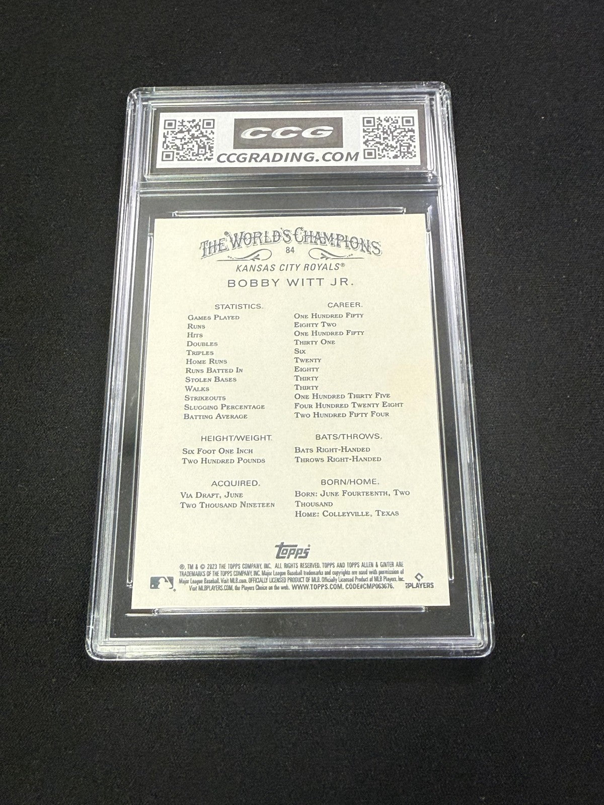 Bobby Witt Jr. 2023 Topps Allen & Ginter CCG 10 Rookie