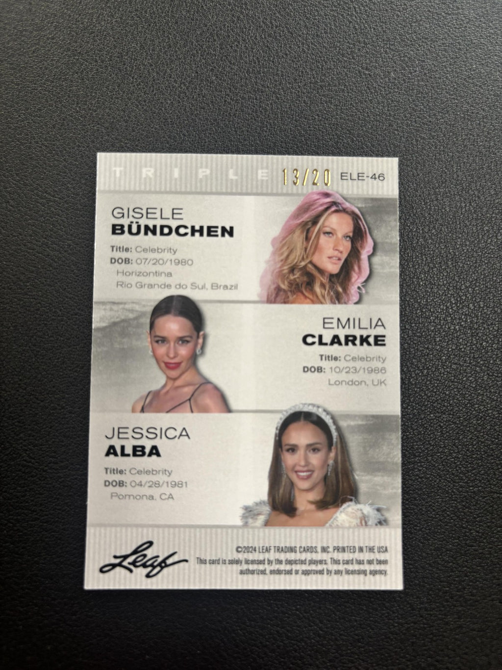 Bundchen/Clarke/ Alba 2024 Leaf Exclusive Legends Trio Metal Blue /20