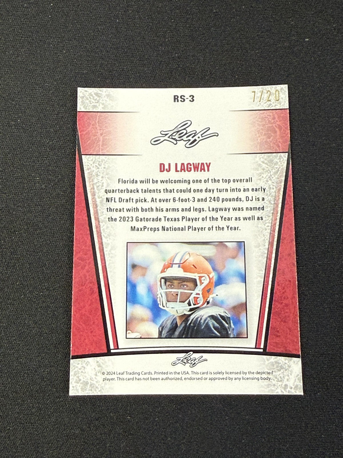 DJ Lagway 2024 Leaf Metal Rookie Blue /20 RC Florida Gators
