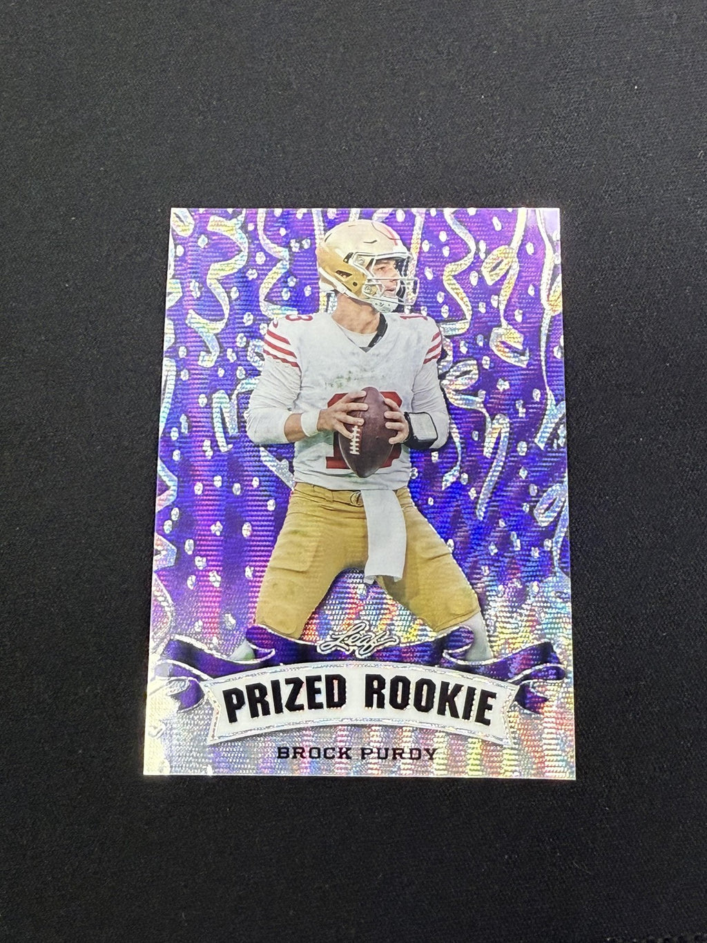 Brock Purdy 2023 Leaf Prized Metal Rookie Purple /15 RC 49ers