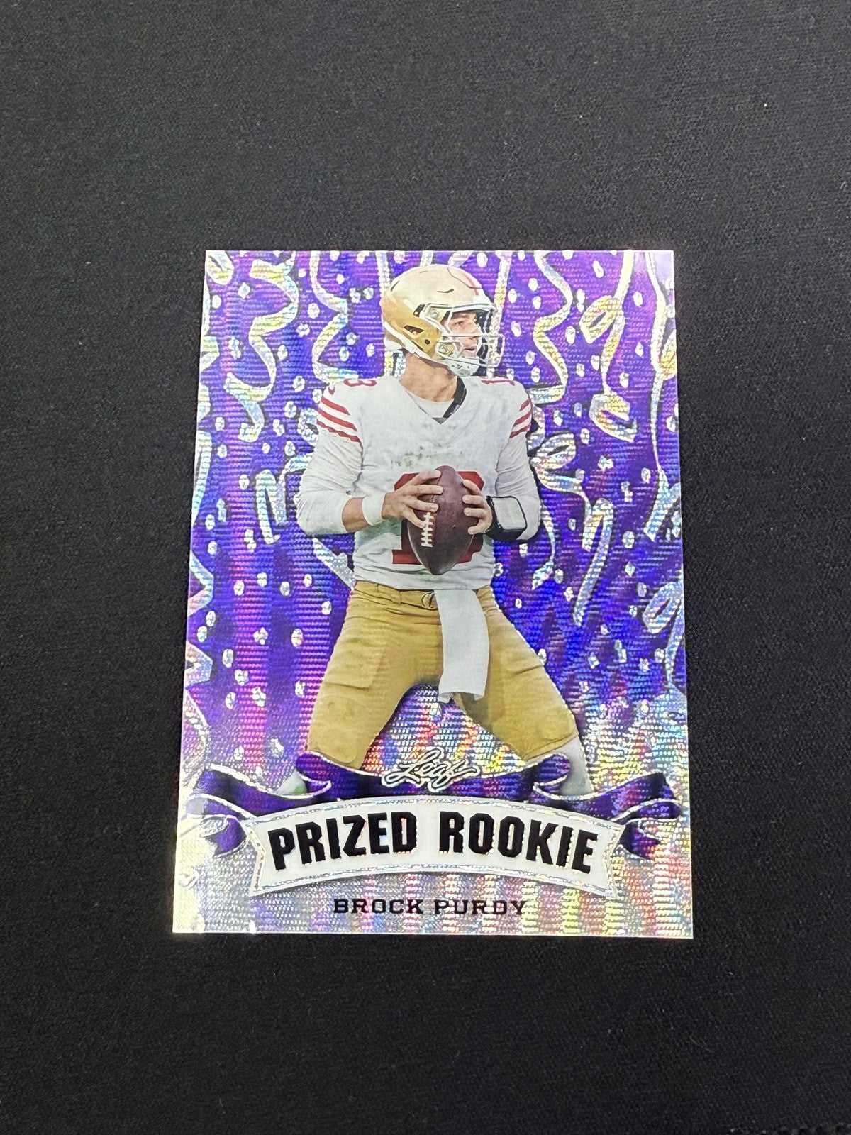 Brock Purdy 2023 Leaf Prized Metal Rookie Purple /15 RC 49ers