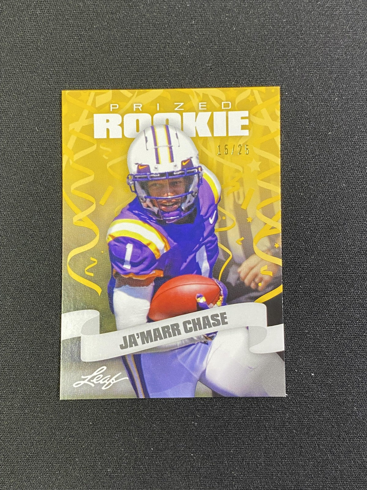 Ja'Marr Chase 2021 Leaf Prized Rookie Gold /25 CCG Bengals Rookie