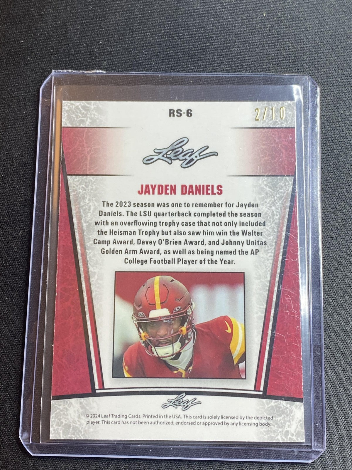Jayden Daniels 2024 Leaf Metal Rookie RS6 Pink /10 RC