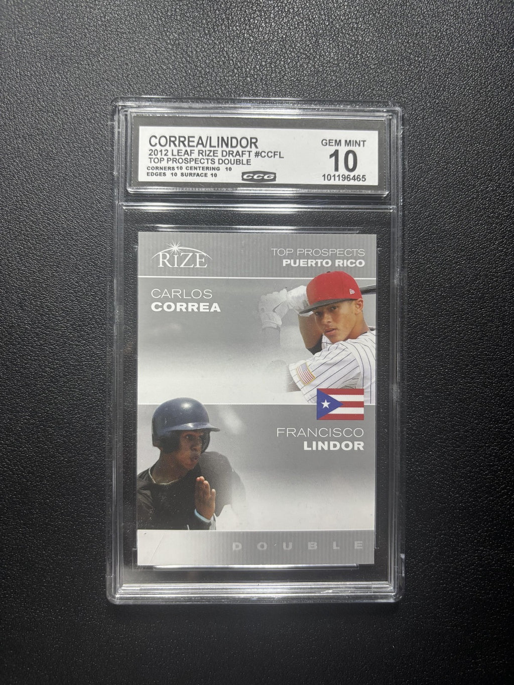 Carlos Correa / Francisco Lindor 2012 Leaf Rize Dual CCG 10 RC