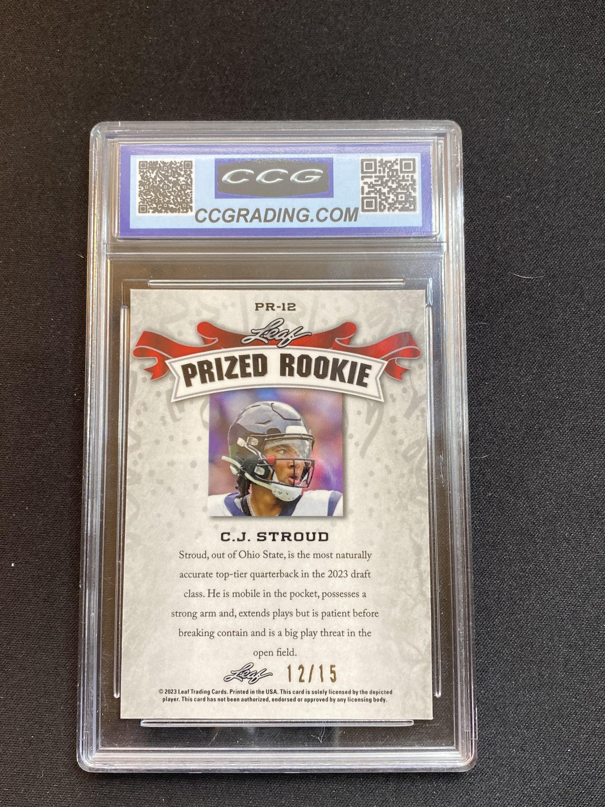 CJ Stroud 2023 Leaf Metal Prized Rookie Pulsar Purple #/15 CCG 10