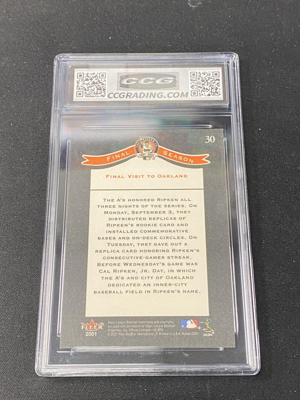 Cal Ripken, Jr. 2001 Fleer Career Highlights CCG 10 Baltimore Orioles Rookie
