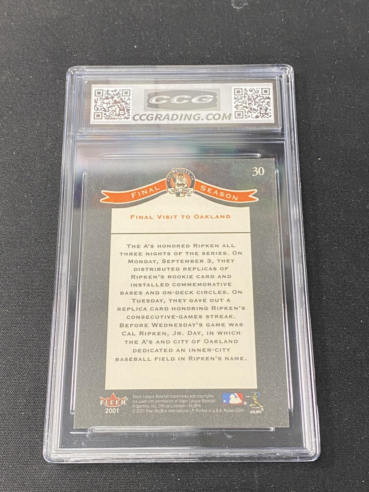 Cal Ripken, Jr. 2001 Fleer Career Highlights CCG 10 Baltimore Orioles Rookie