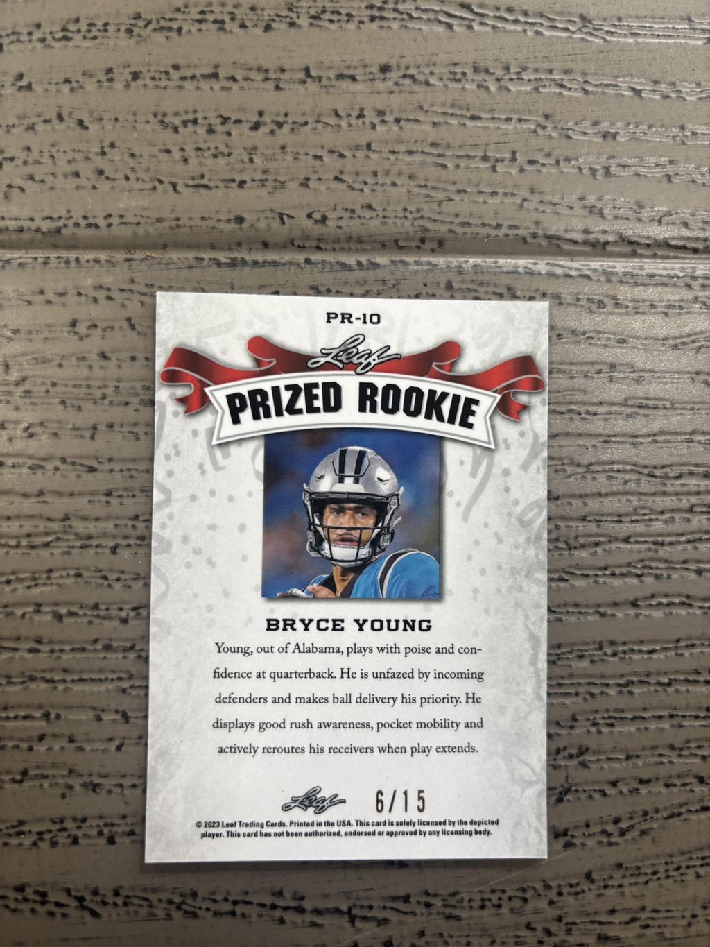Bryce Young 2023 Leaf Prized Metal Rookie Purple /15 RC Panthers