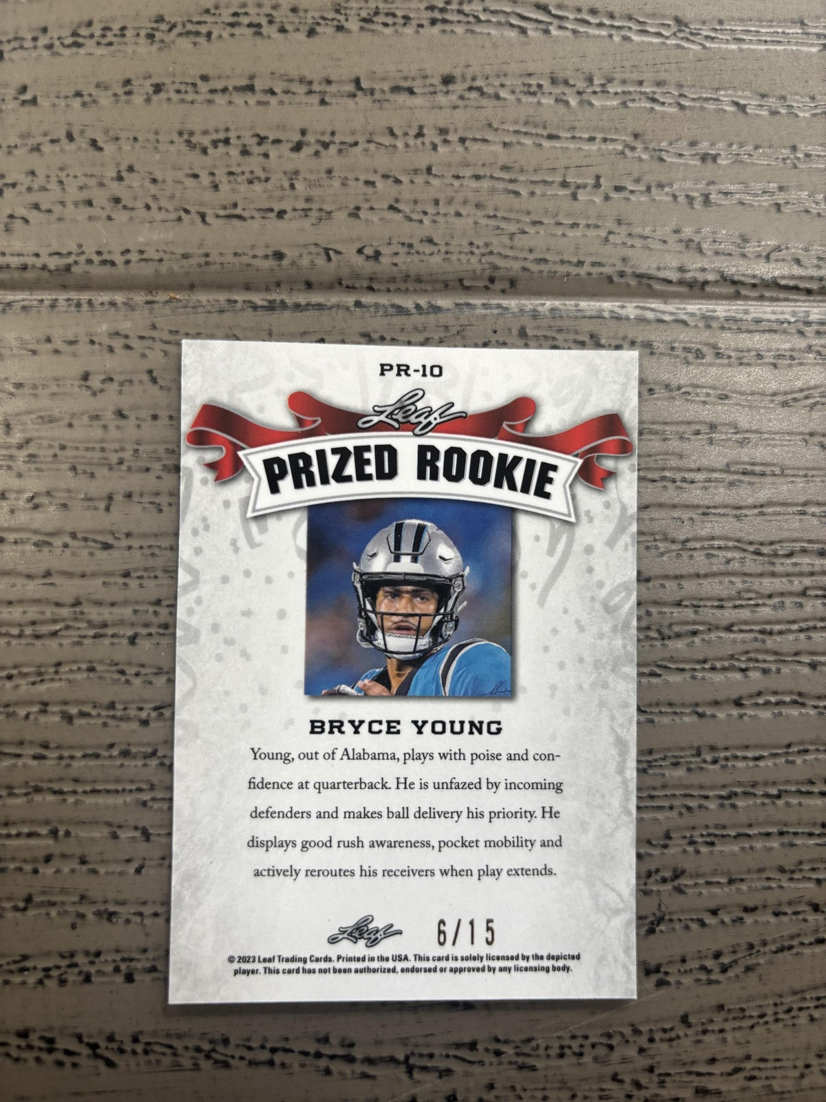 Bryce Young 2023 Leaf Prized Metal Rookie Purple /15 RC Panthers