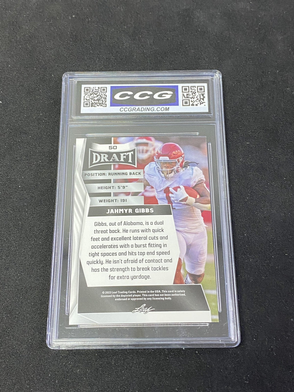 Jahmyr Gibbs 2023 Leaf Draft Rookie CCG 10 Lions Rookie