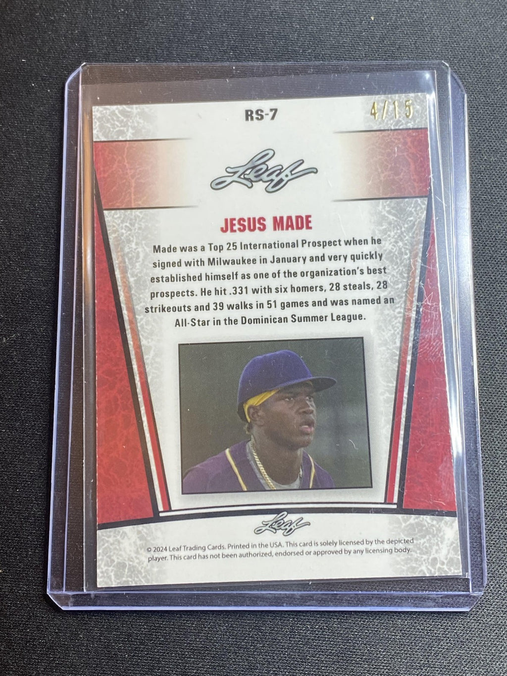 Jesus Made 2024 Leaf Metal Rookie RS7 Purple /15 RC