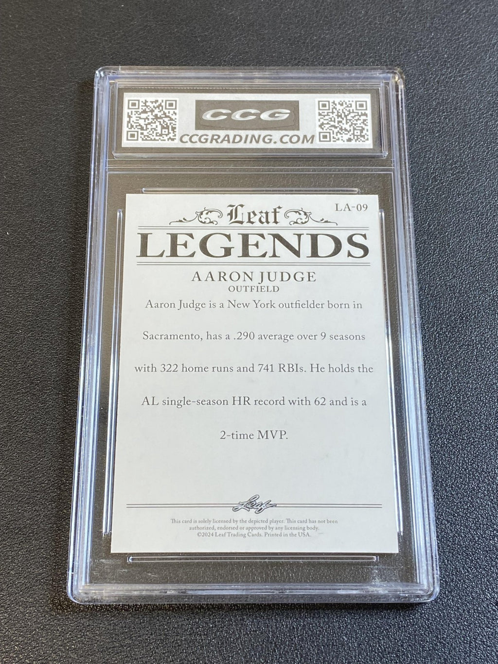 Aaron Judge 2024 Leaf Legends Achievement CCG 10 Yankees