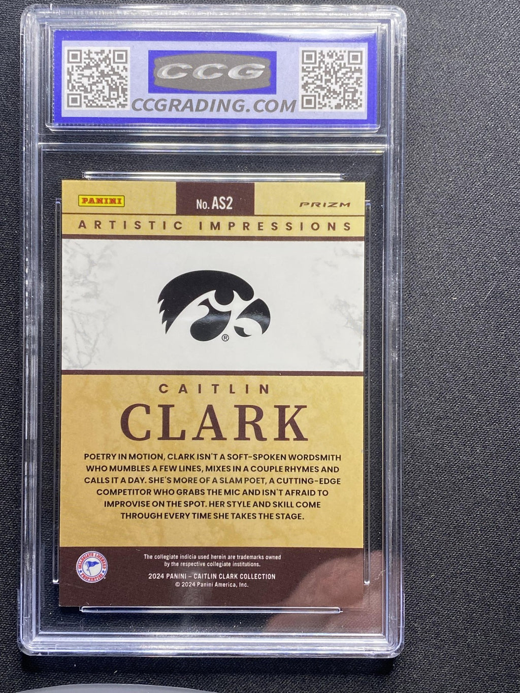 2024 Panini Caitlin Clark Collection AS2 Artistic Selections CCG 10 RC