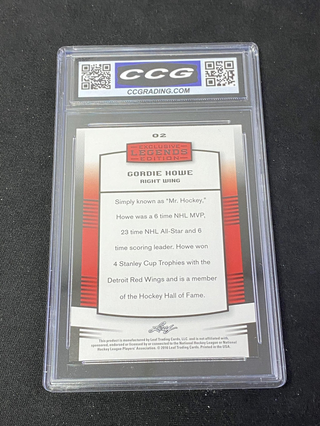 Gordie Howe 2016 Leaf Exclusive Edition CCG 10 Red Wings Rookie