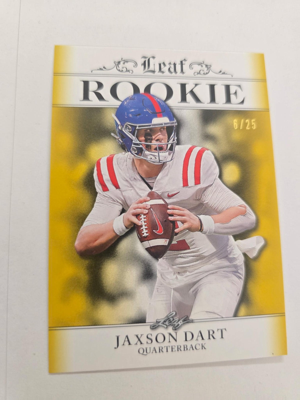 Jaxson Dart 2024 Leaf Rookie Achievement GOLD Jersey # /25 RC New York Giants