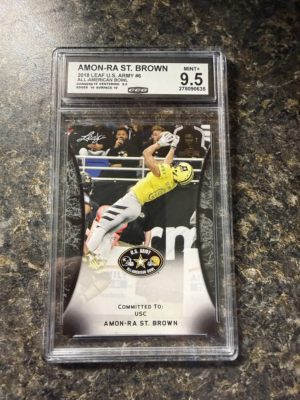 Amon-Ra St. Brown 2018 Leaf 2018 Leaf Metal Army All-American CCG 9.5 Rookie