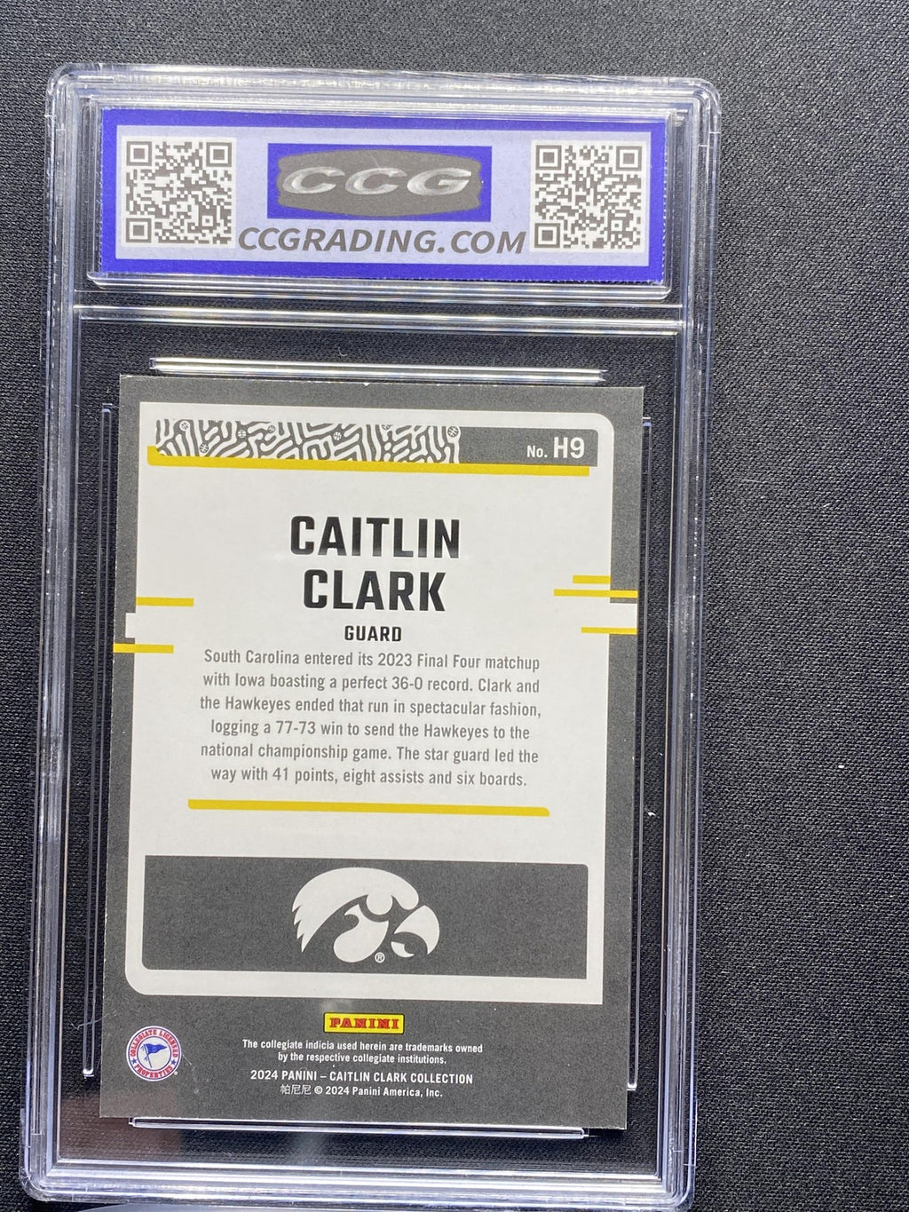 Caitlin Clark 2024 Panini Caitlin Clark Collection H9 CCG 9.5 RC