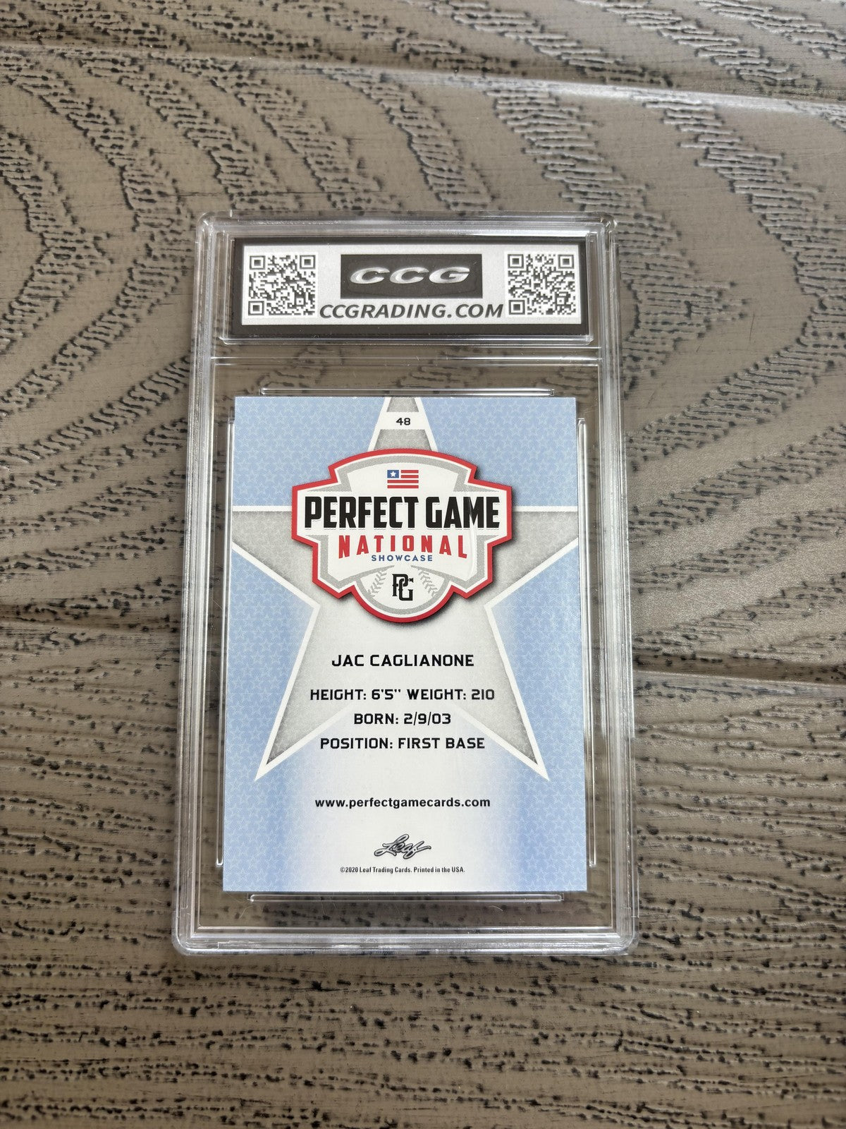 Jac Caglianone 2020 Leaf Perfect Game Red SP RARE CCG 10 Royals Rookie