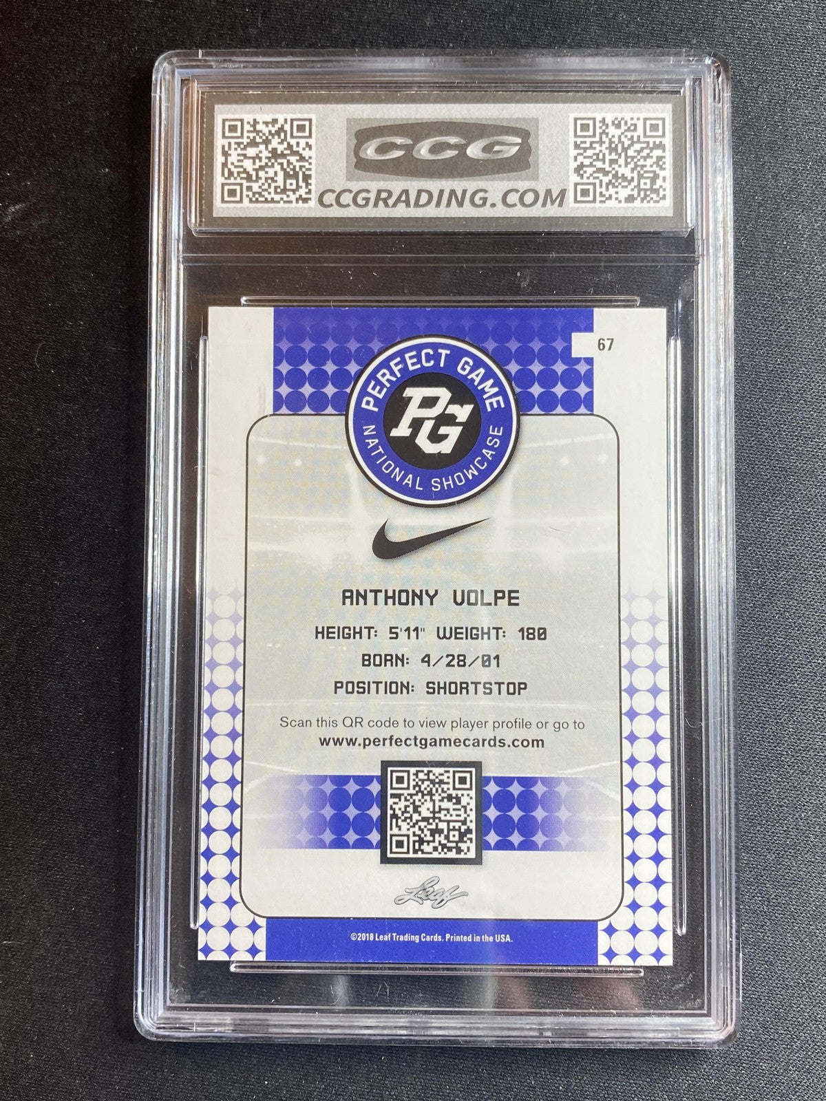 Anthony Volpe 2018 Leaf Perfect Game 67 CCG 10 RC