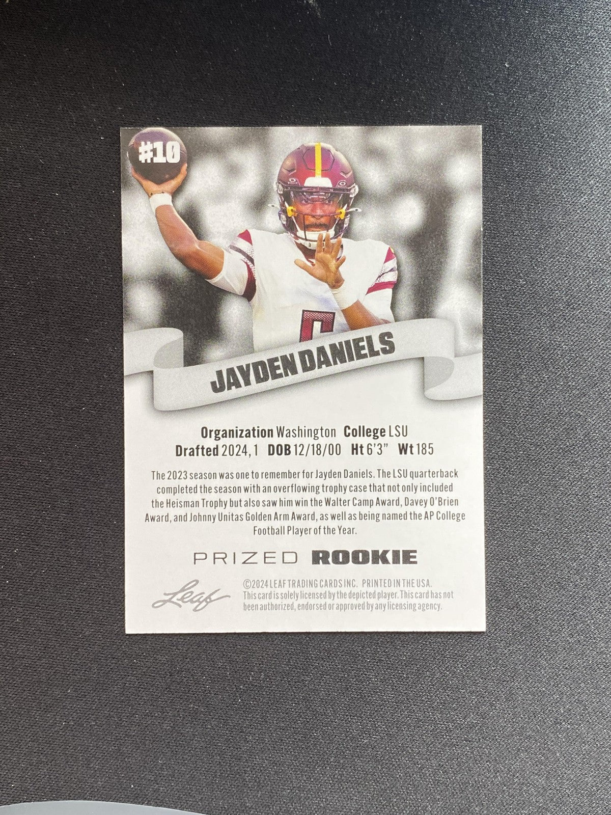 Jayden Daniels 2024 Leaf Prized Rookie 10 RC 10 Count Lot