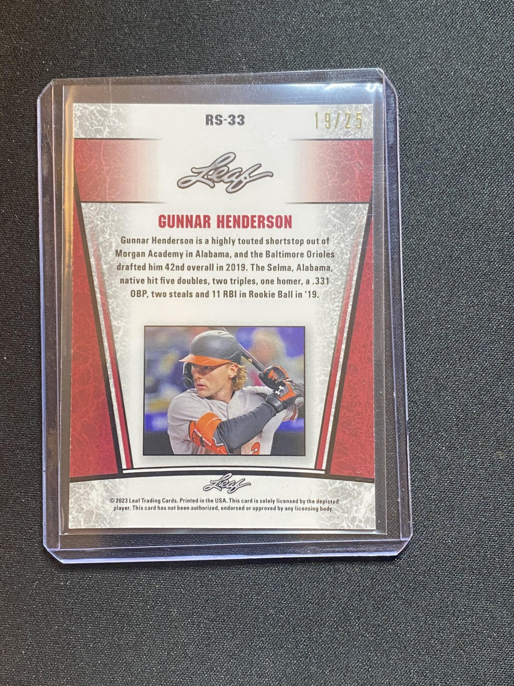 Gunnar Henderson 2023 Leaf Metal Rookie RS33 Silver /25 RC