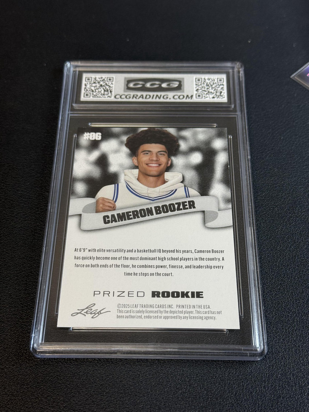 Cameron Boozer 2025 Leaf Prized Rookie CCG 10 Rookie