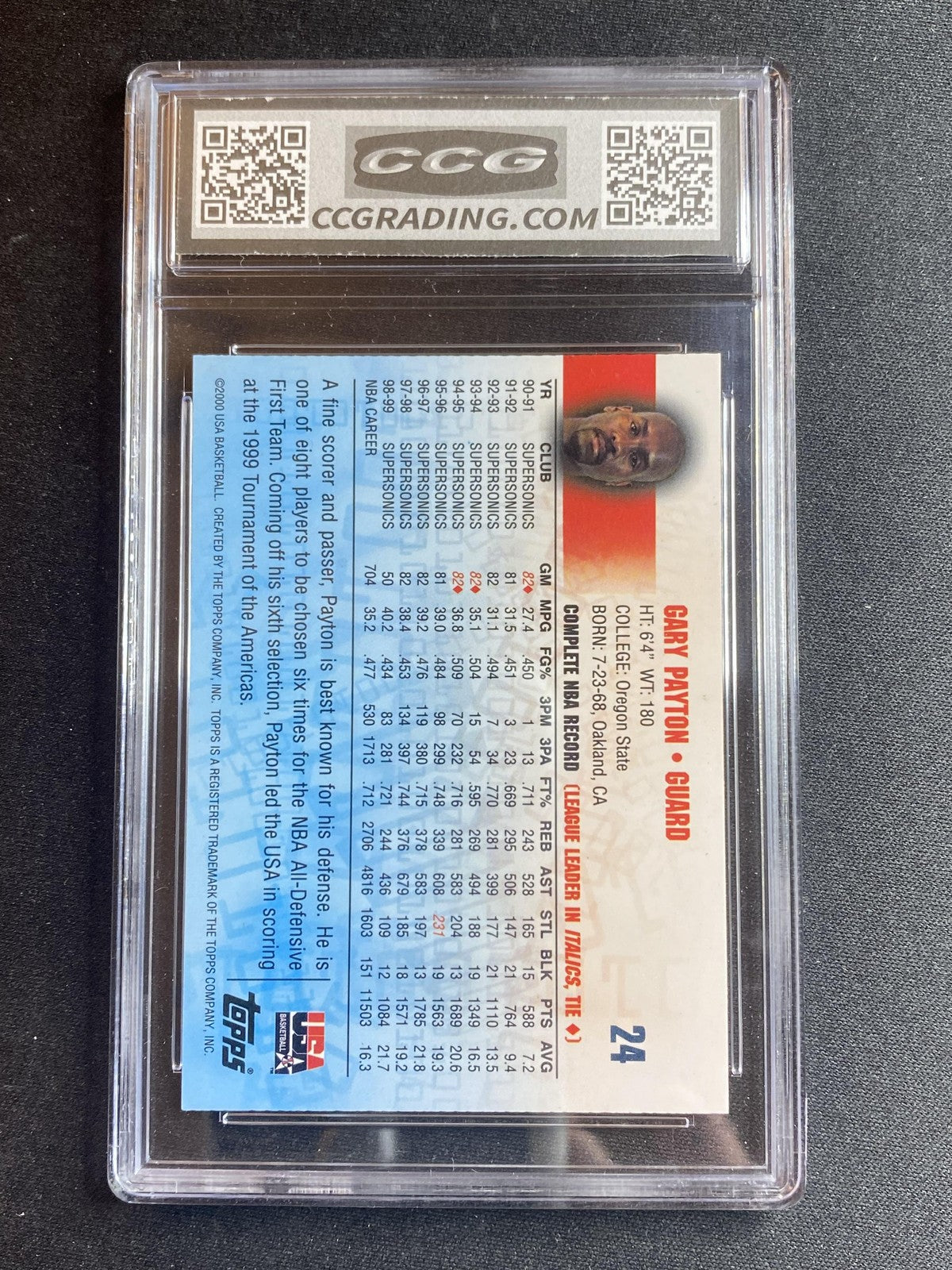 Gary Payton 2000 Topps Team USA 24 CCG 10 RC