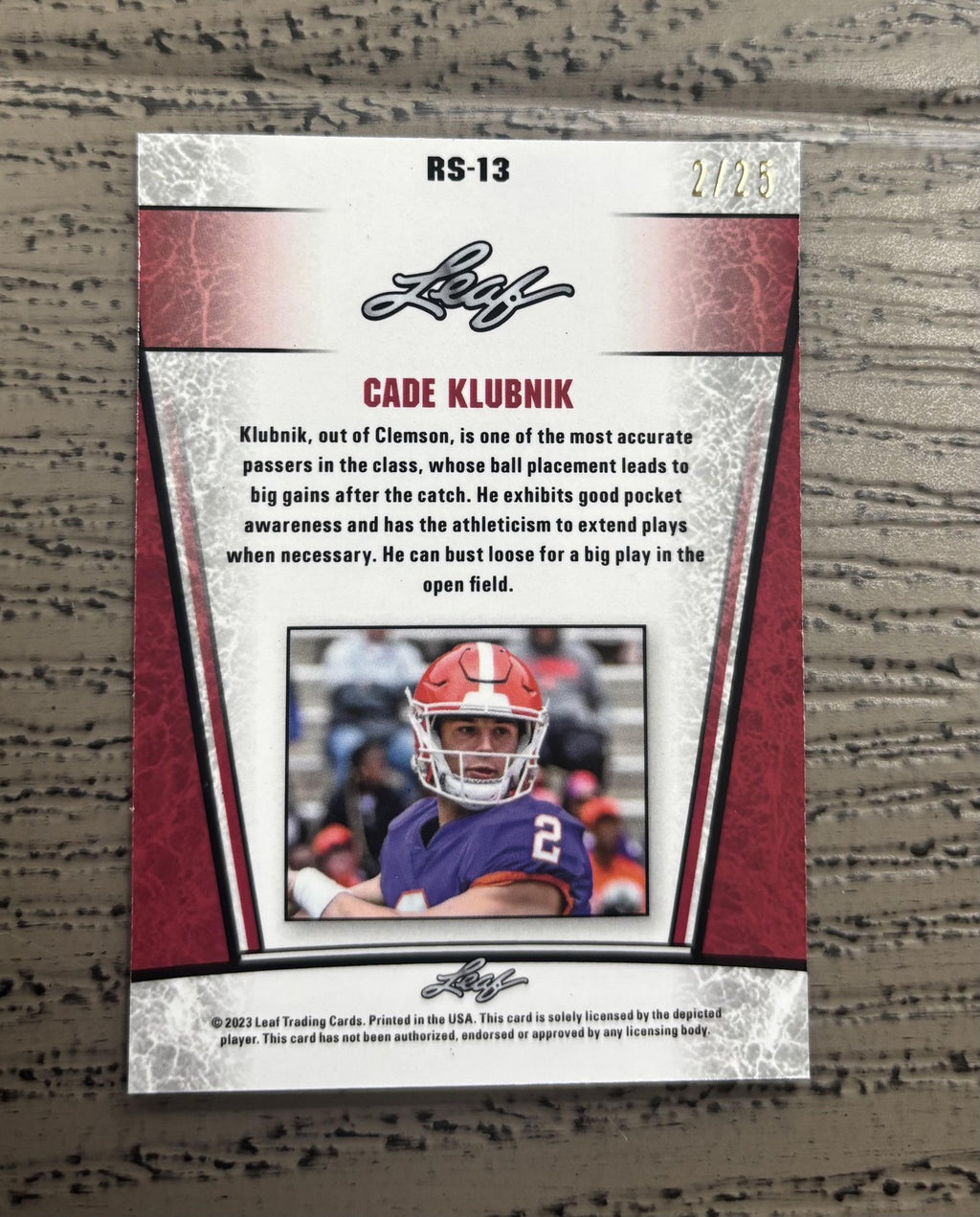 Cade Klubnik 2023 Leaf Metal Rookie /25 RC Clemson