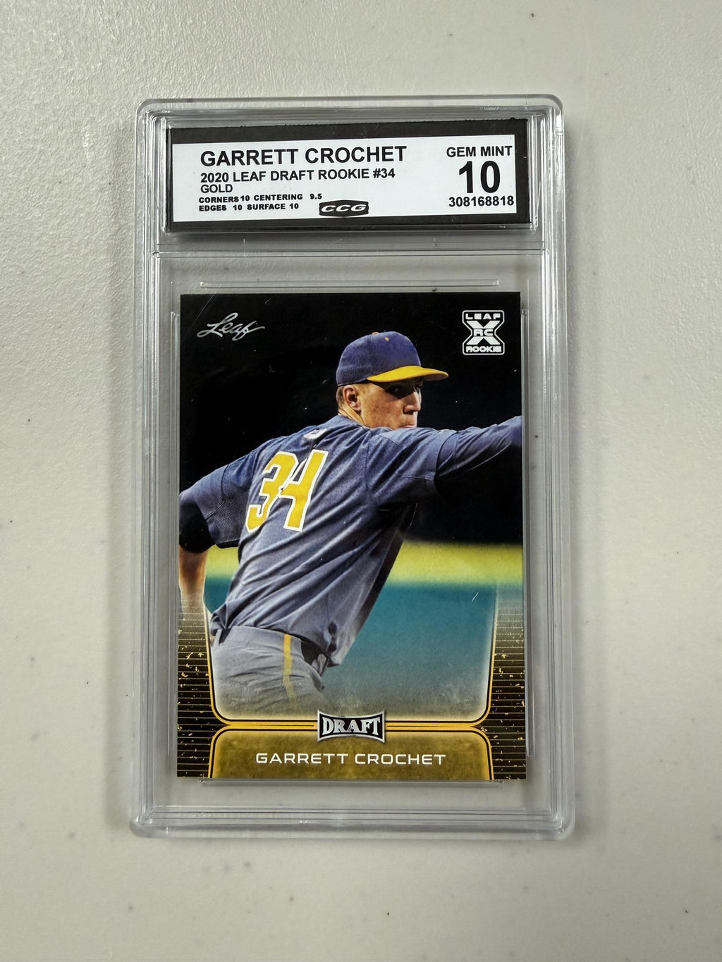 Garrett Crochet 2020 Leaf Draft Rookie CCG 10 Rookie