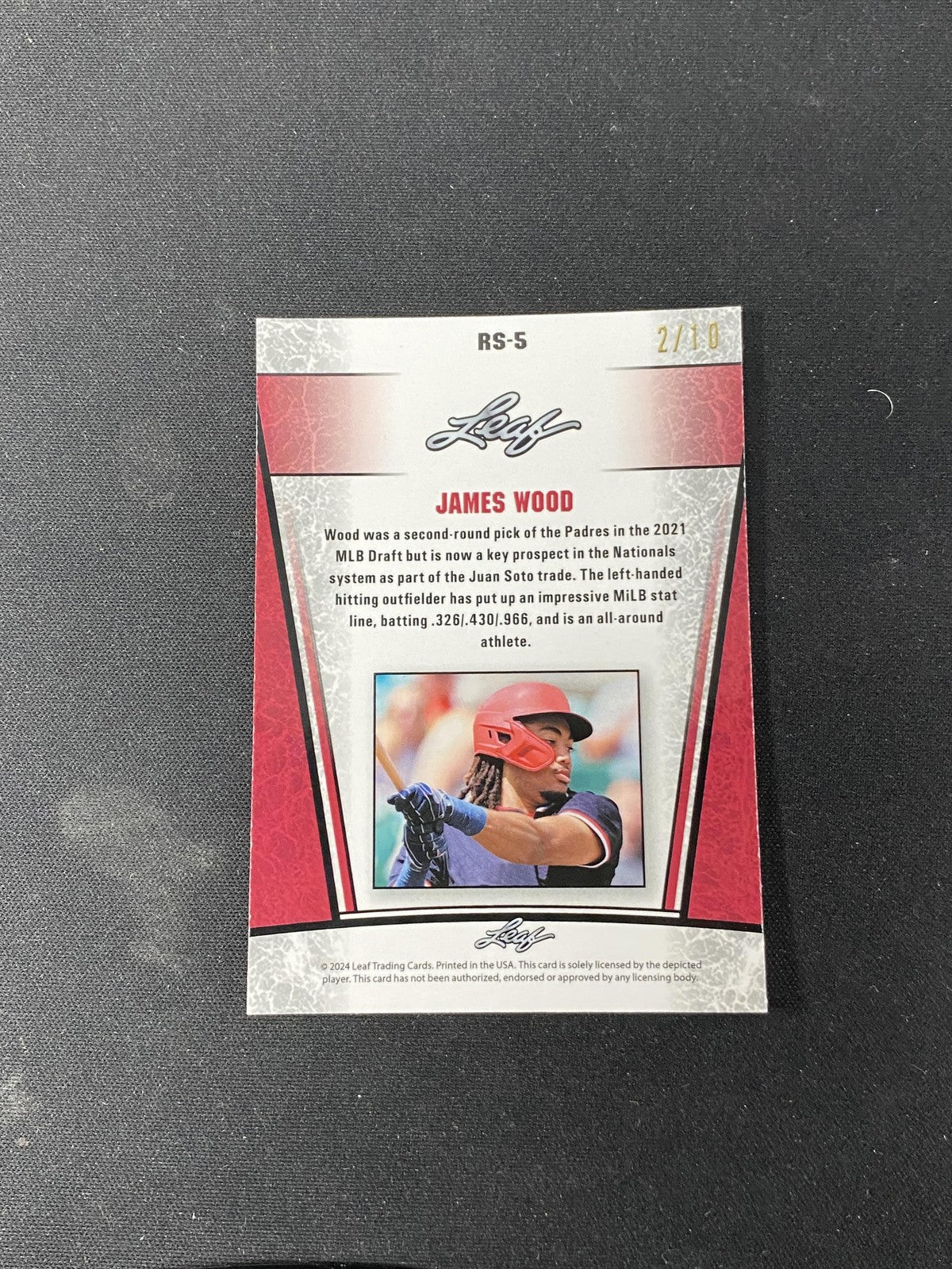 James Wood 2024 Leaf Metal Prized Rookie Pink Wave /10 RC