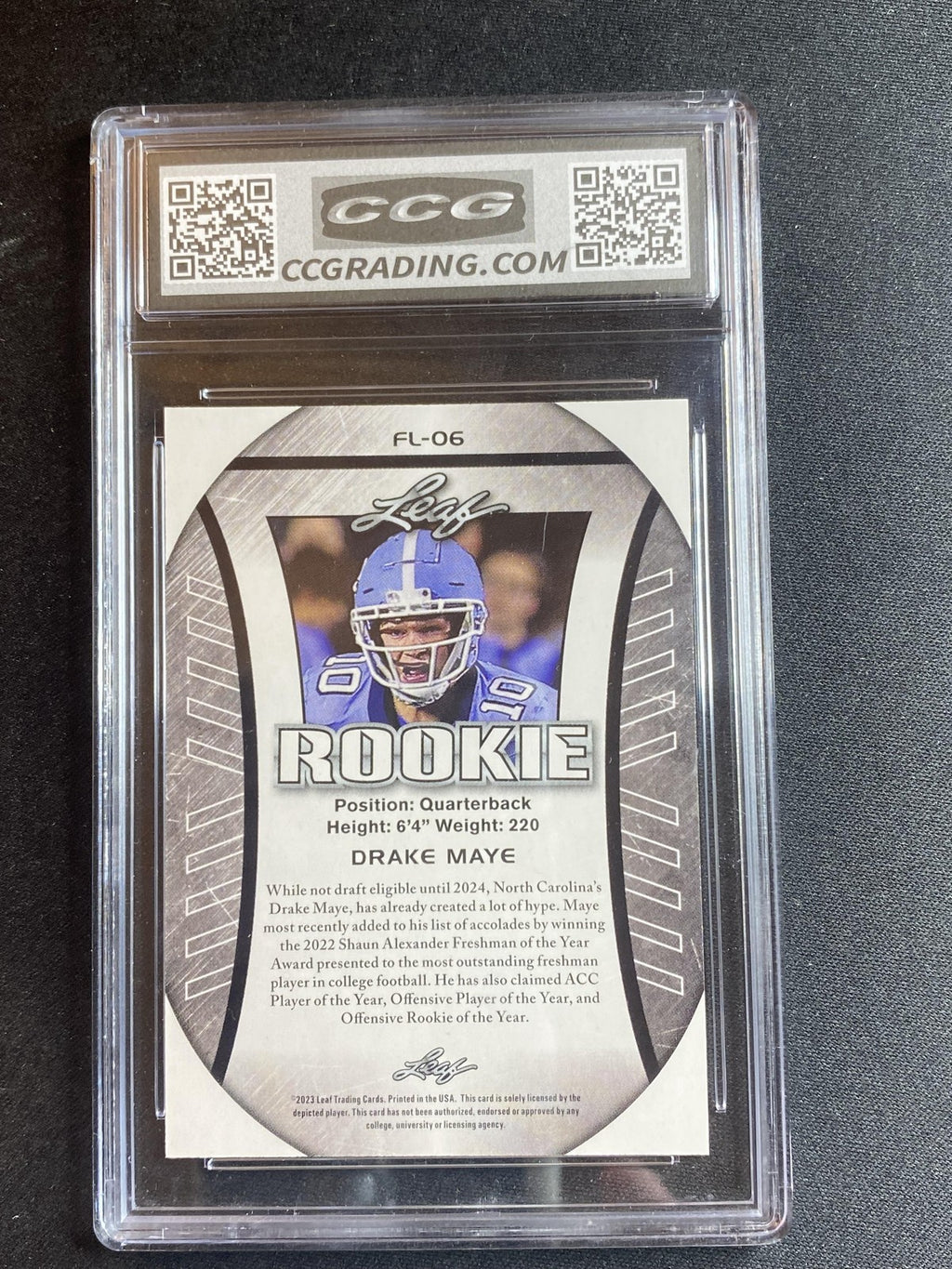 Drake Maye 2023 Leaf Exclusive Edition Flag FL06 CCG 10 RC