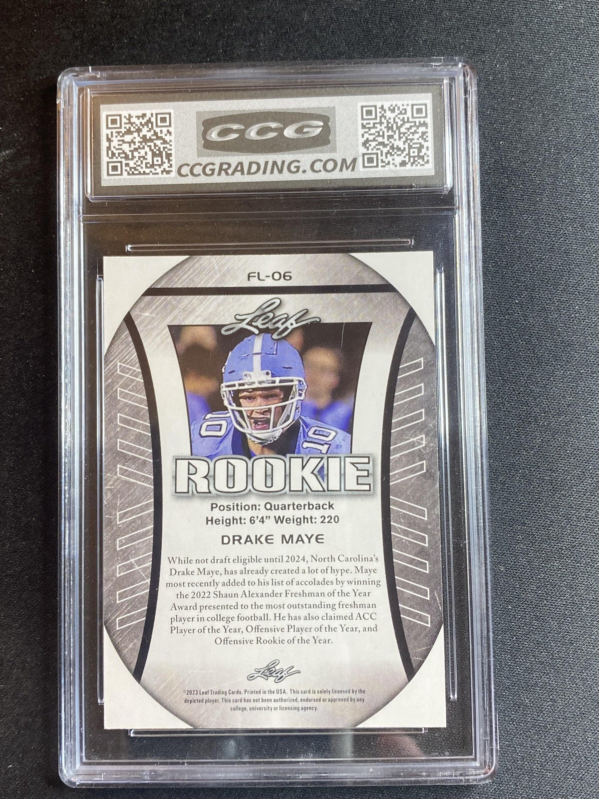 Drake Maye 2023 Leaf Exclusive Edition Flag FL06 CCG 10 RC
