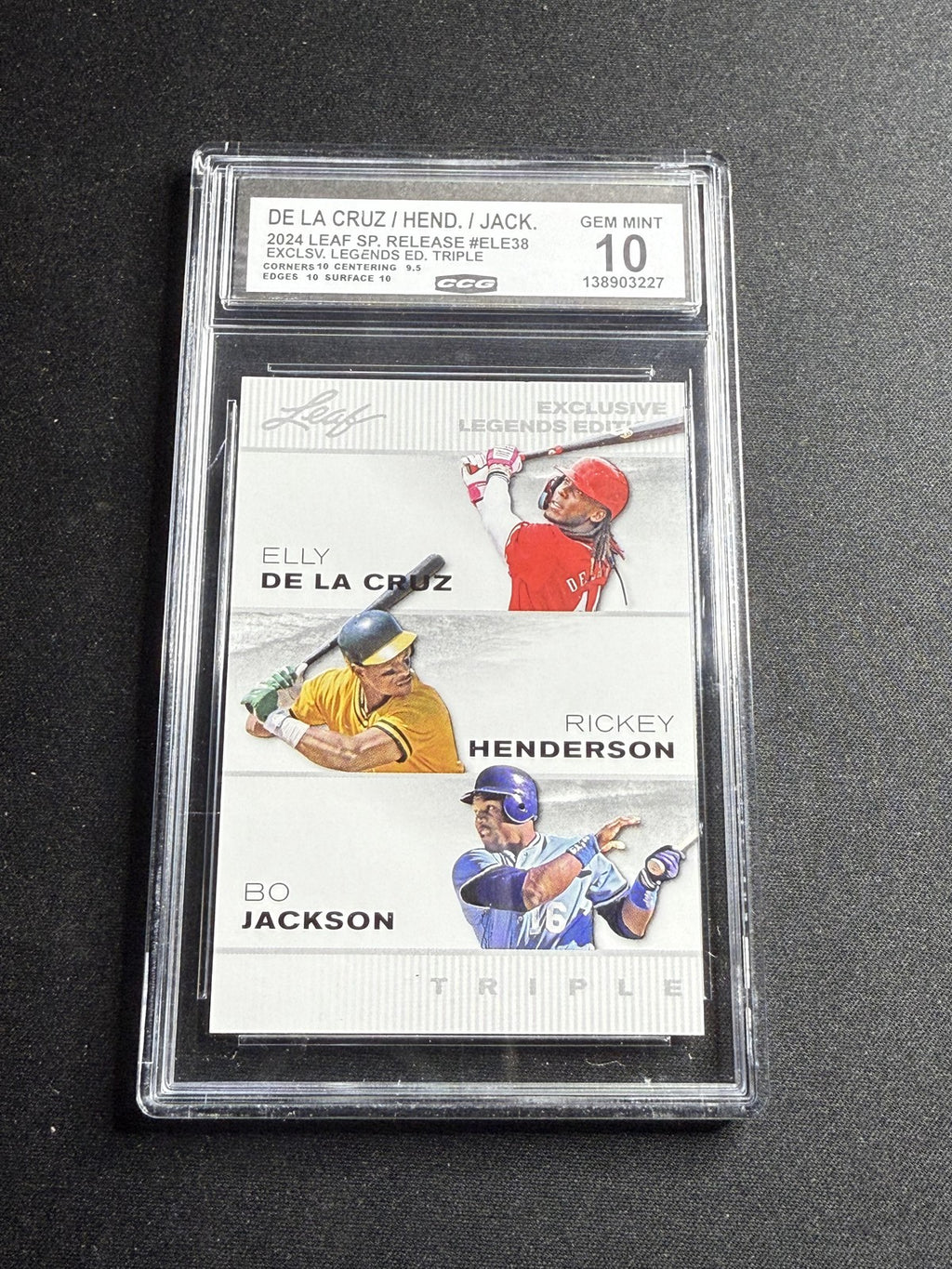 De La Cruz / Henderson / Jackson 2024 Leaf Legend Trio CCG 10
